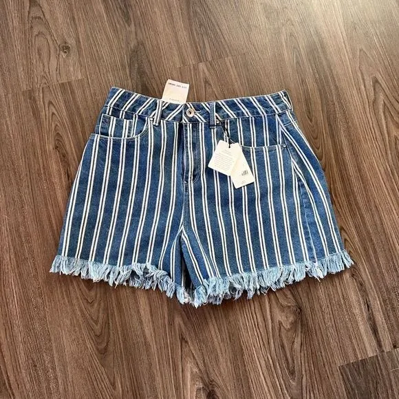 NWT A LOVES A DENIM STRIPE SHORTS
