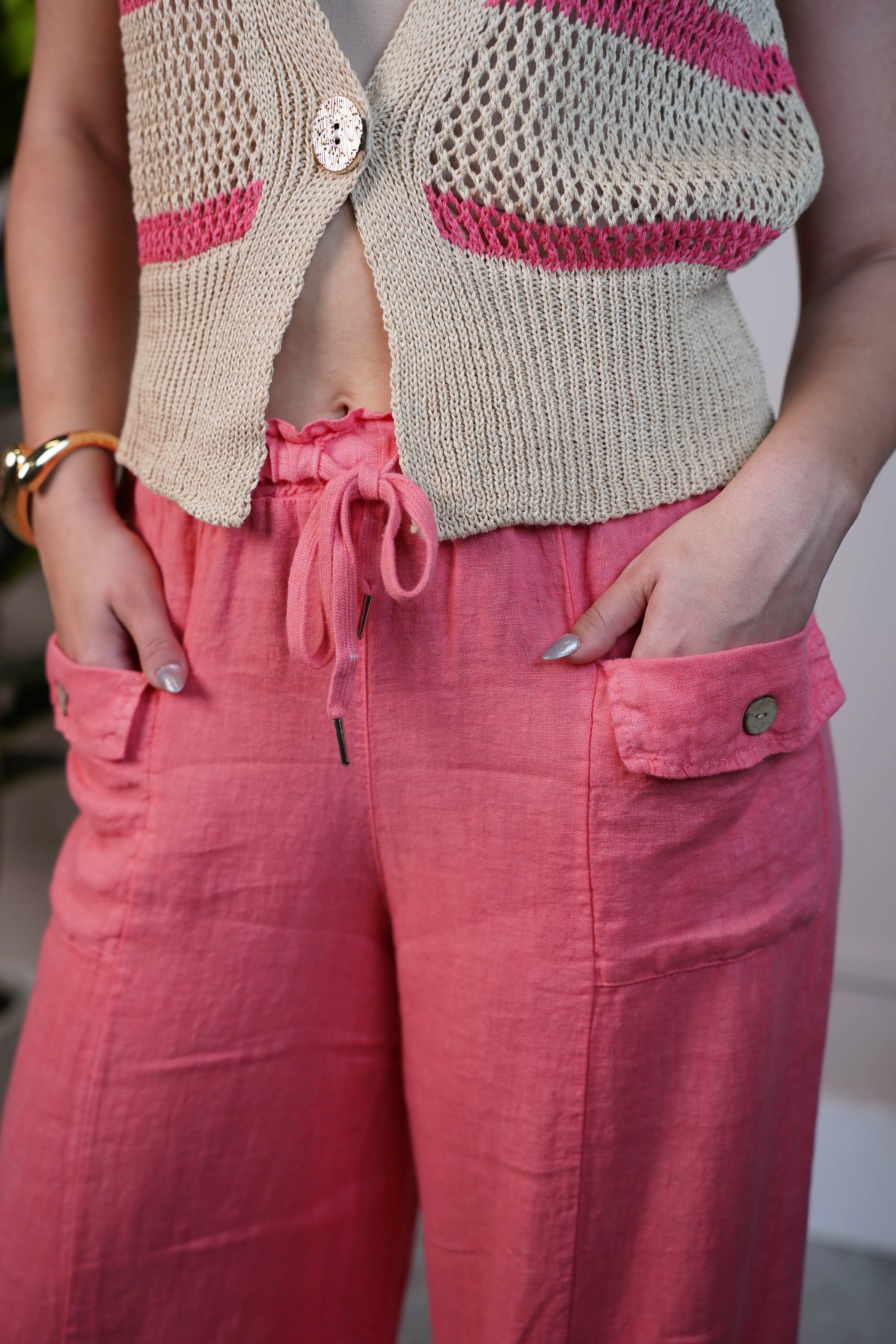 Nyla Linen Pants – Relaxed Fit with Front Pocket Detail