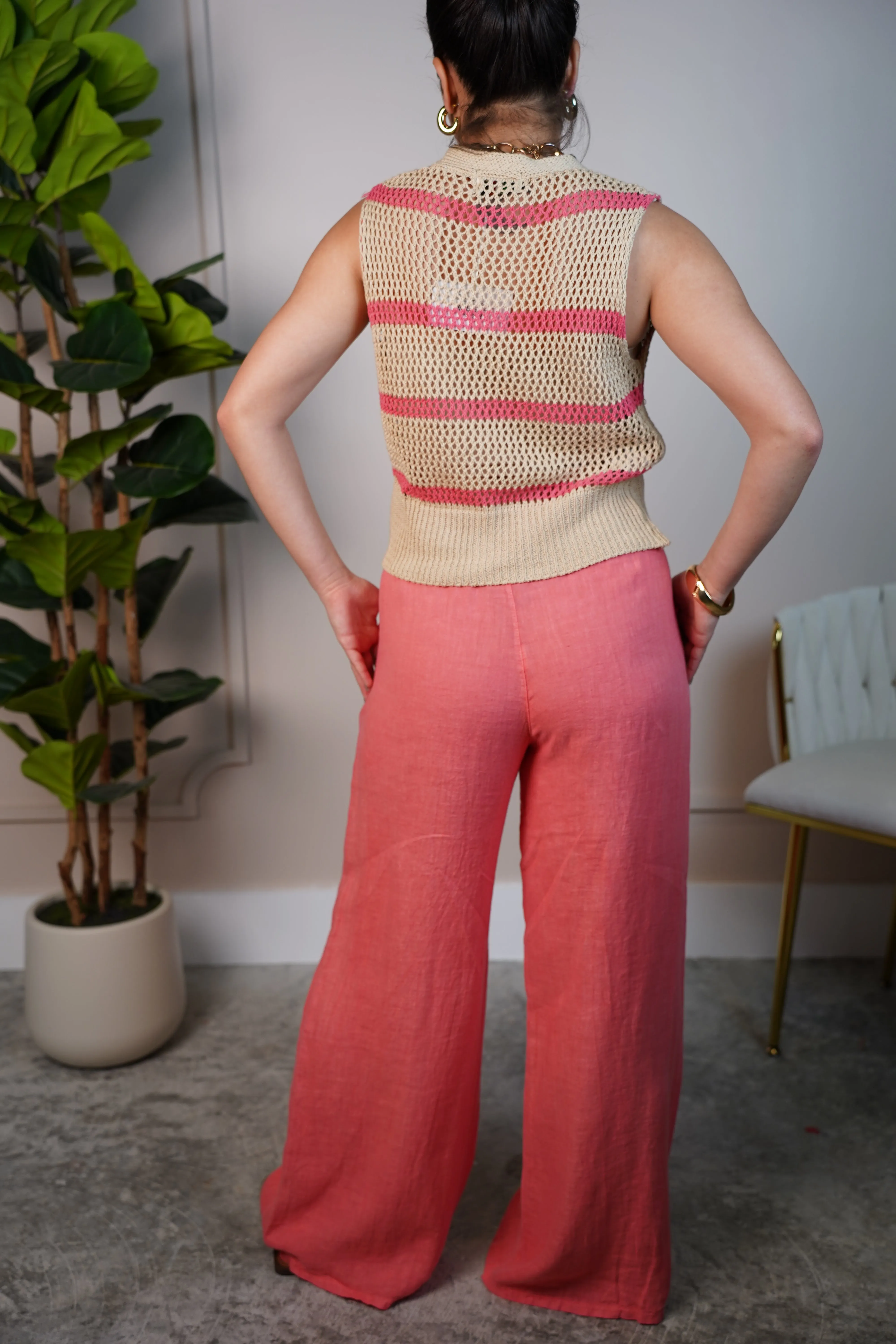 Nyla Linen Pants – Relaxed Fit with Front Pocket Detail