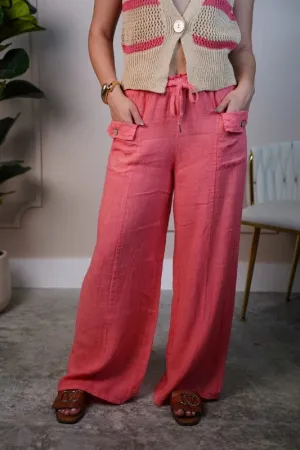 Nyla Linen Pants – Relaxed Fit with Front Pocket Detail