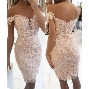 Off-the-Shoulder Short Lace Prom Dresses Mermaid