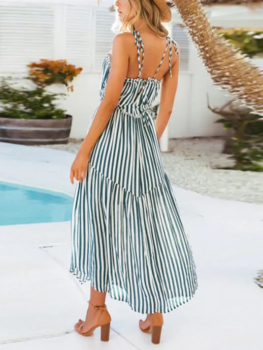 Off-the-shoulder Strap Bohemian Chiffon Holiday Dress