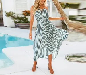 Off-the-shoulder Strap Bohemian Chiffon Holiday Dress