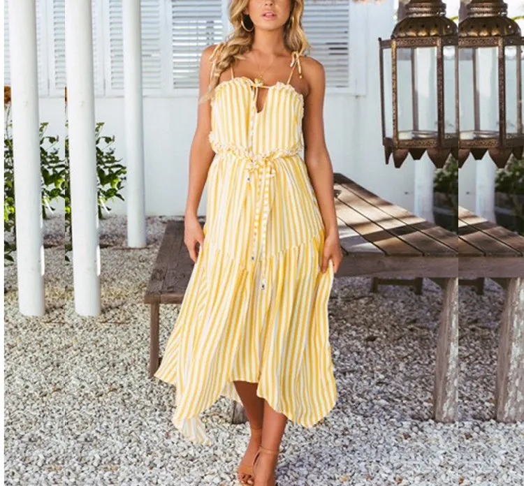 Off-the-shoulder Strap Bohemian Chiffon Holiday Dress