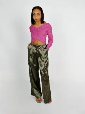 Olive Satin Pants
