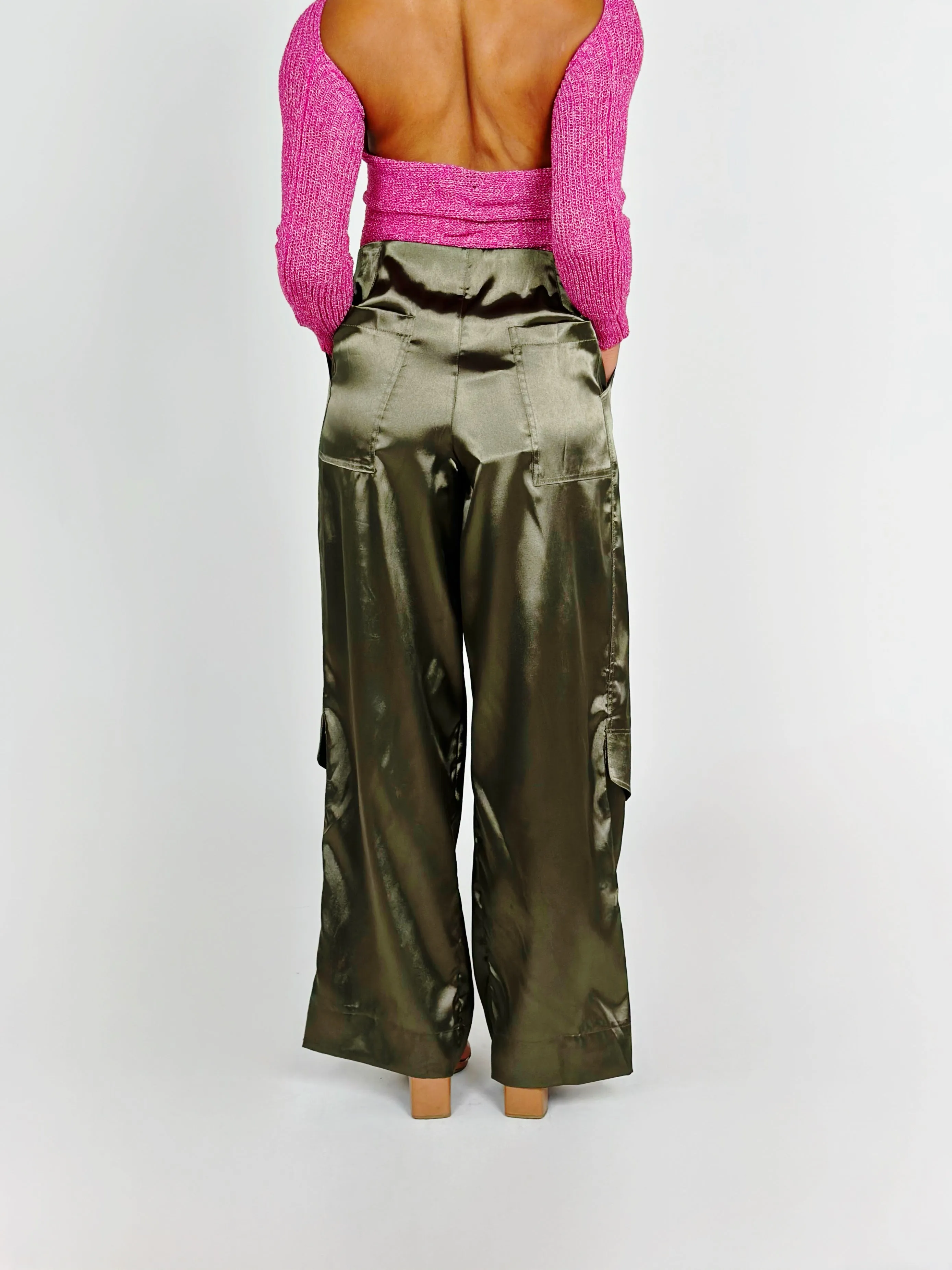 Olive Satin Pants
