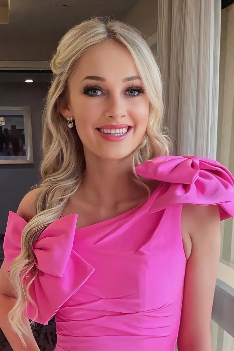 One Shoulder Sheath Homecoming Dresses with Bows