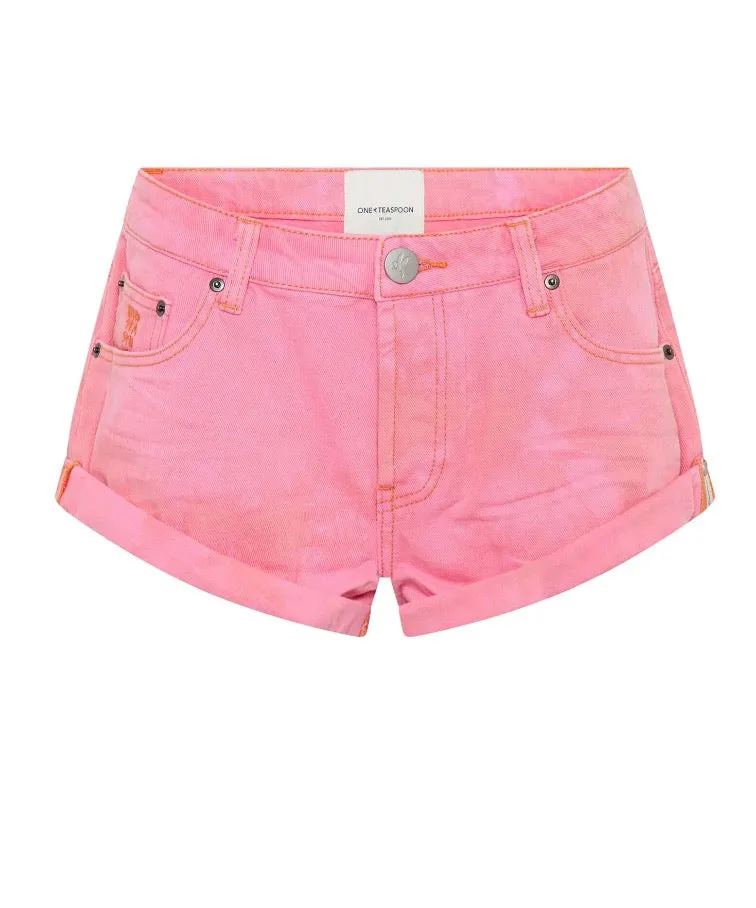 One Teaspoon - Bandits Low Waist Denim Shorts - Pink Kiss