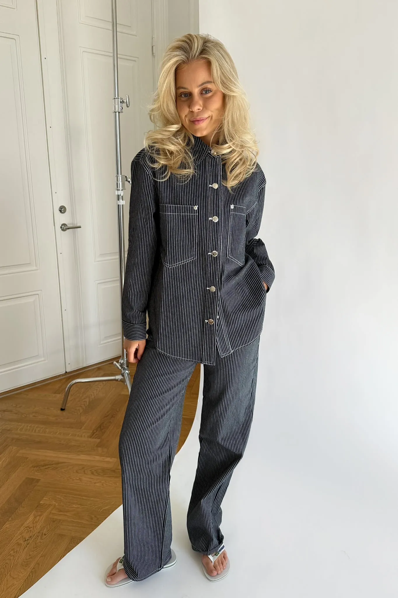 ONLNehva Jeans - Mørkeblå Hvid Stribet
