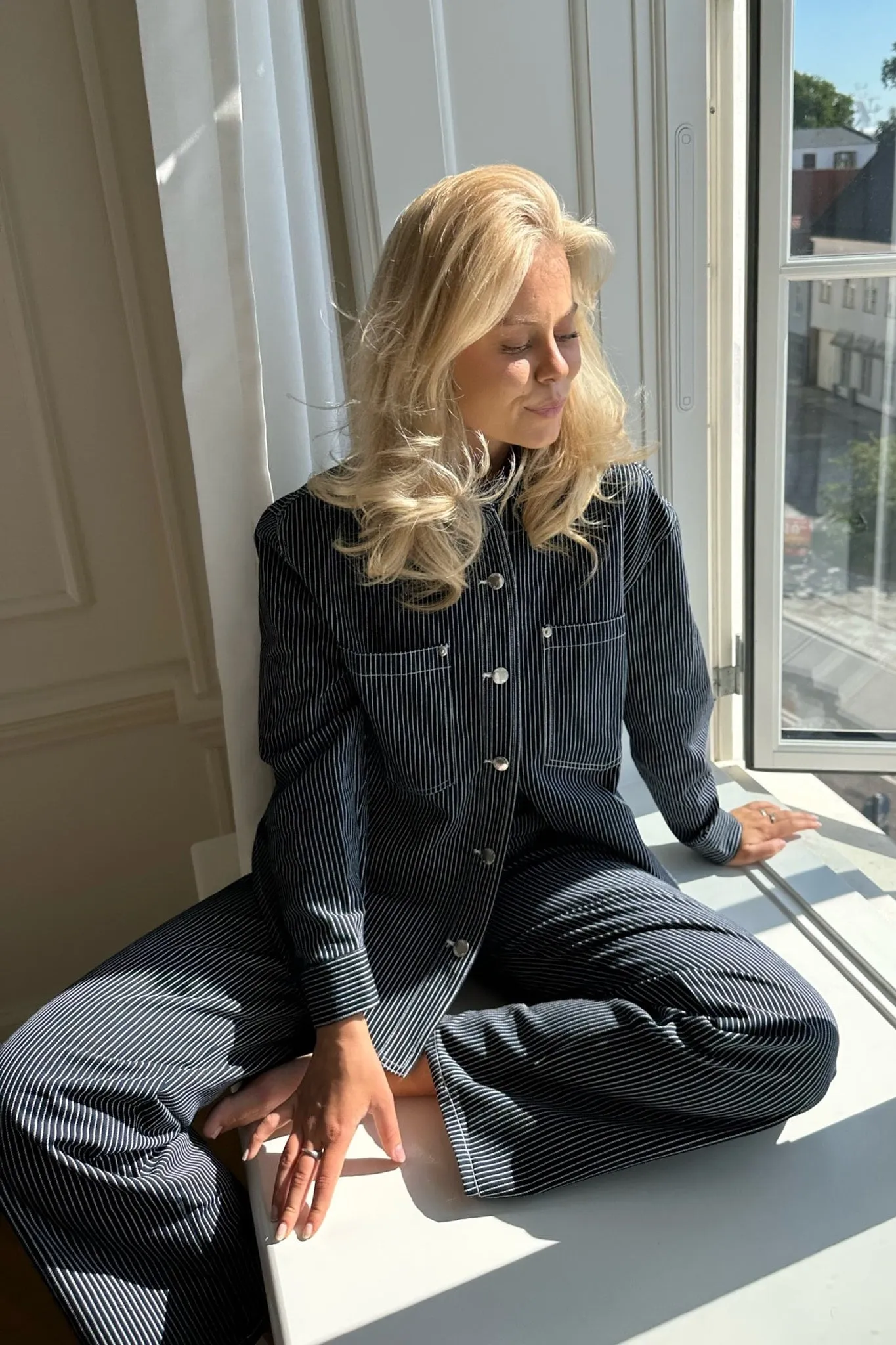 ONLNehva Jeans - Mørkeblå Hvid Stribet