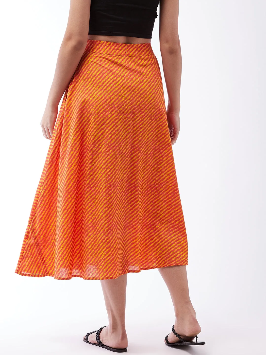 Orange Mustard Lahriya Skirt For Teens
