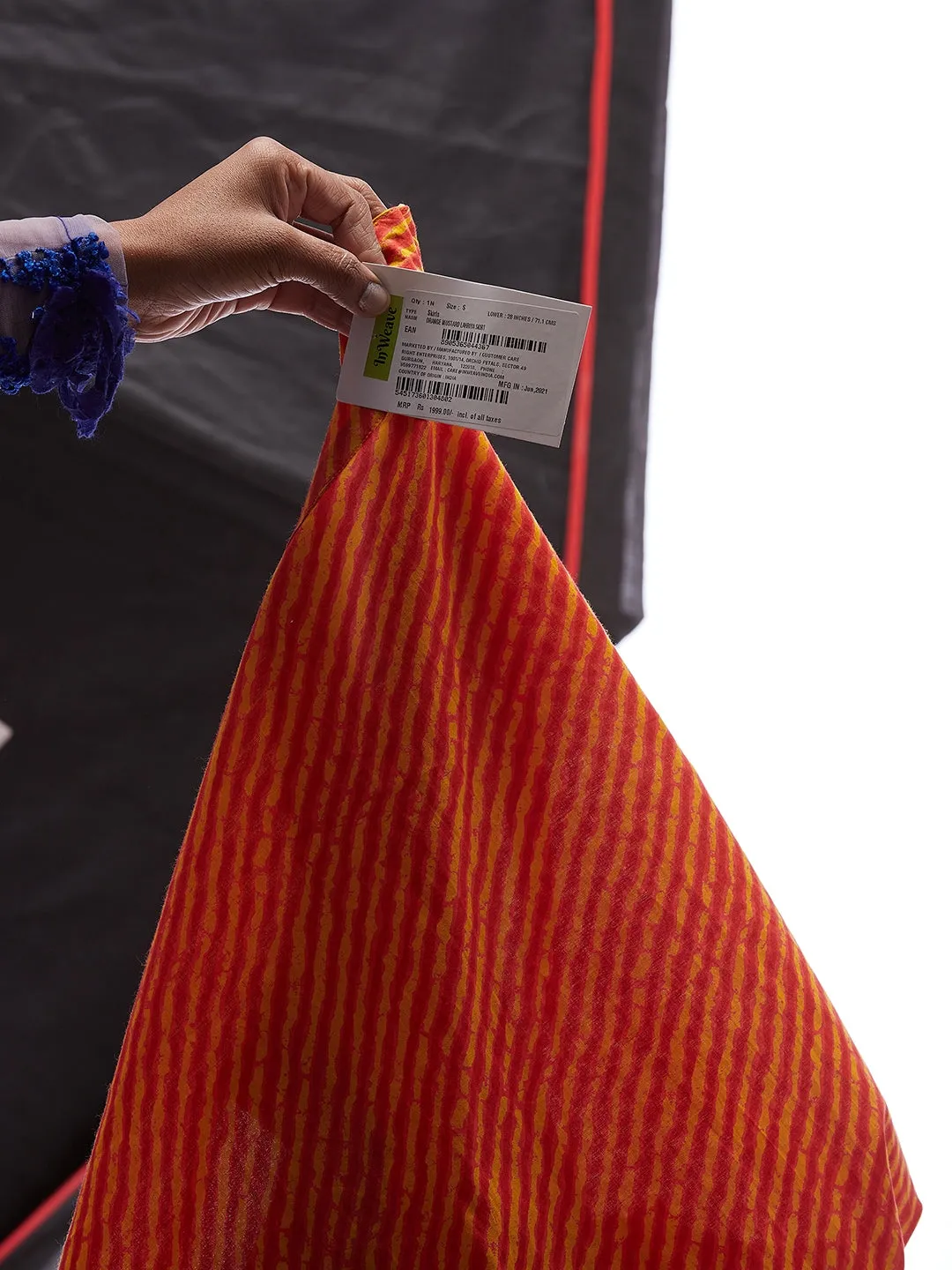 Orange Mustard Lahriya Skirt For Teens