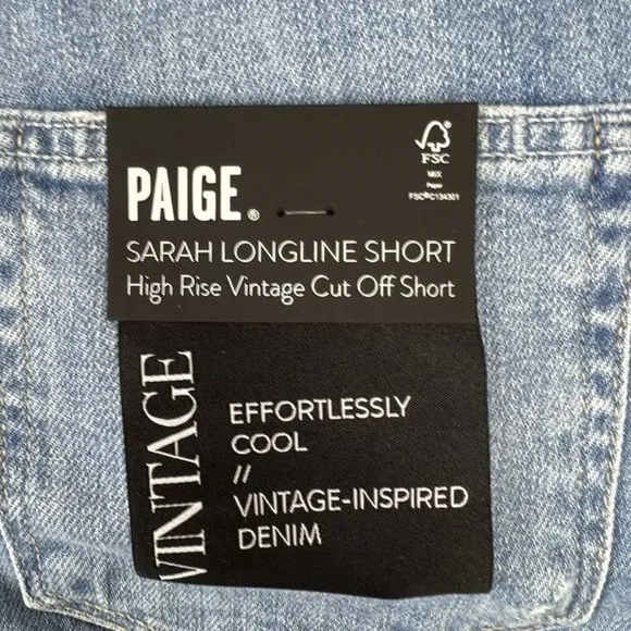 Paige Women’s Raw Hem Blue Denim Shorts Size 26