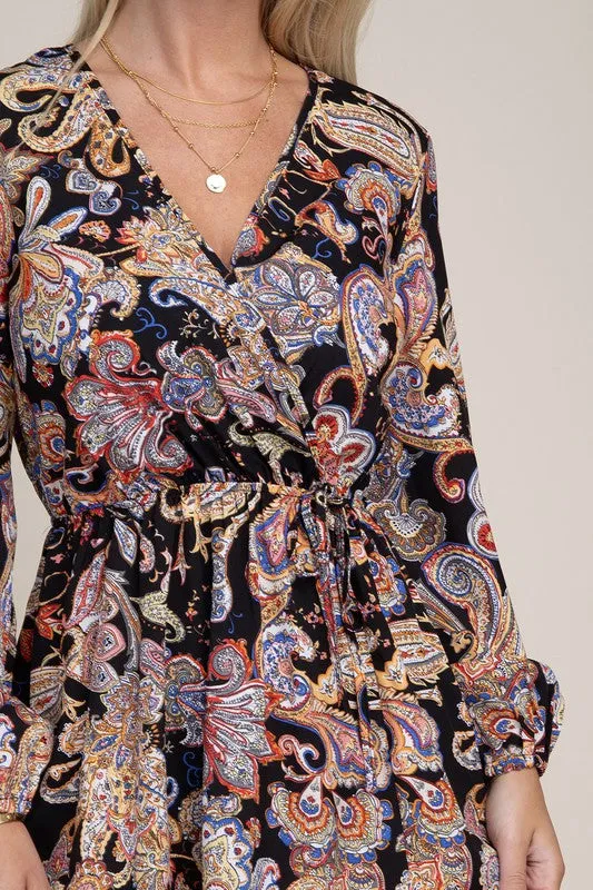 Paisley Shirred Dress