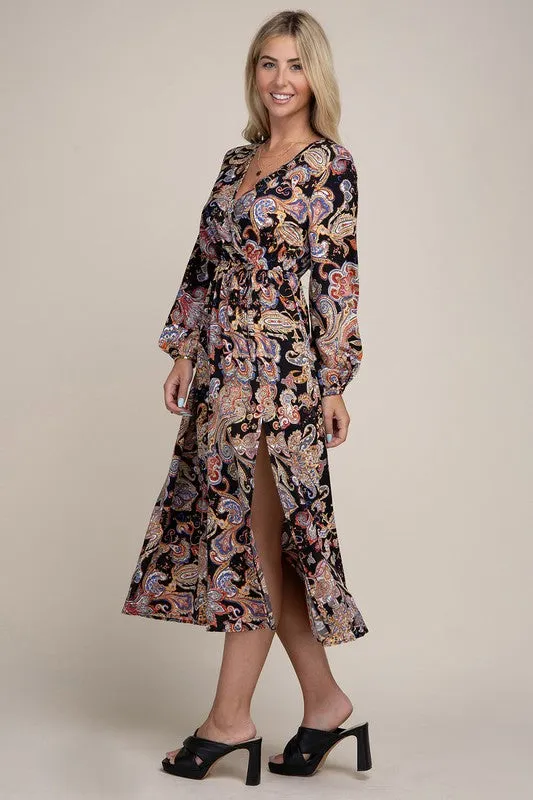 Paisley Shirred Dress
