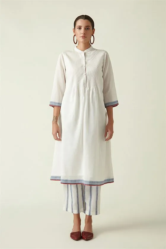 Payal Pratap   I   Lawrence Park Alex Pin Tucked Kurta Set (2Pcs) Cotton Silk Handloom Ecru Transition Edit 9SB-111B