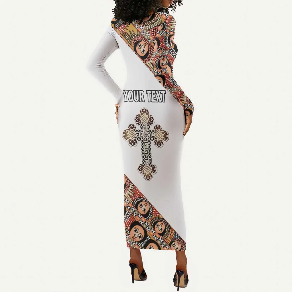 Personalized Ethiopia Long Sleeve Bodycon Dress Ethiopian Orthodox Church Angel LT15