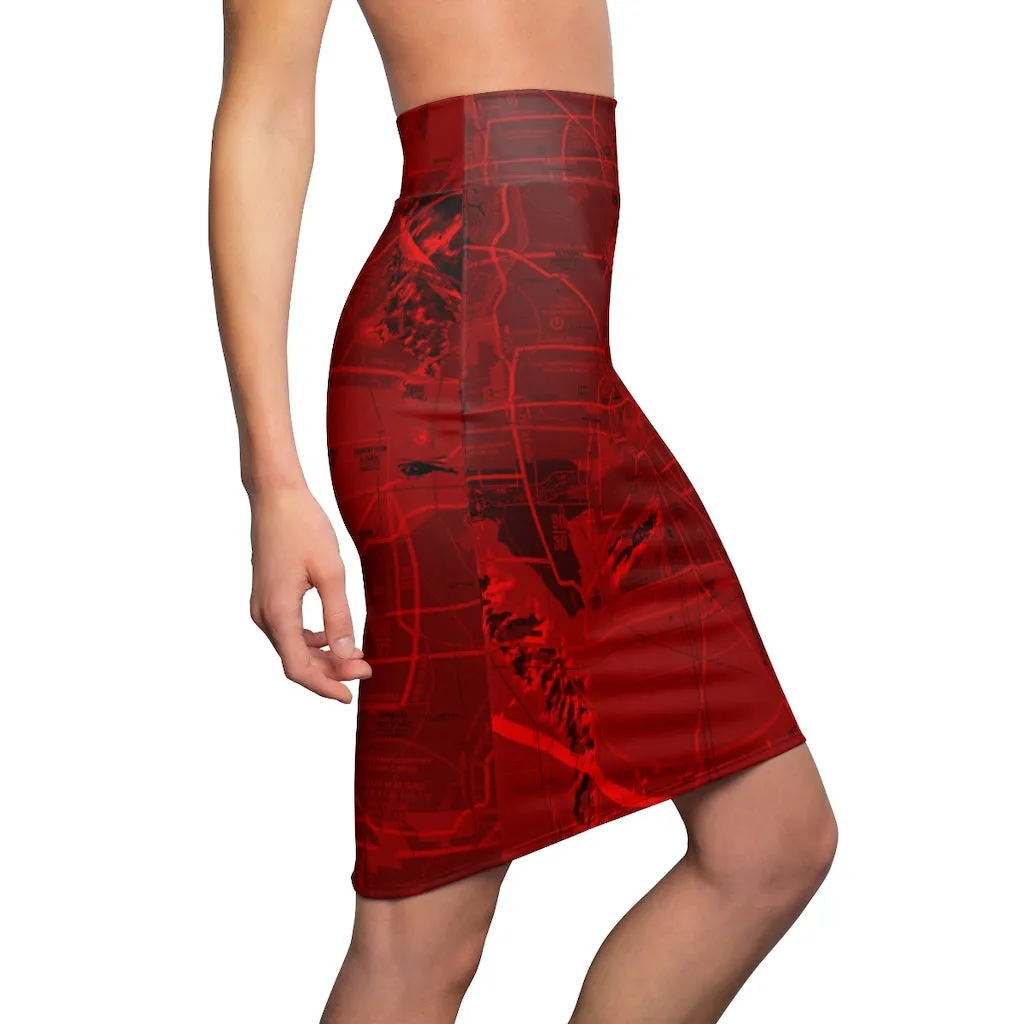 Phoenix TAC Chart pencil skirt (red)