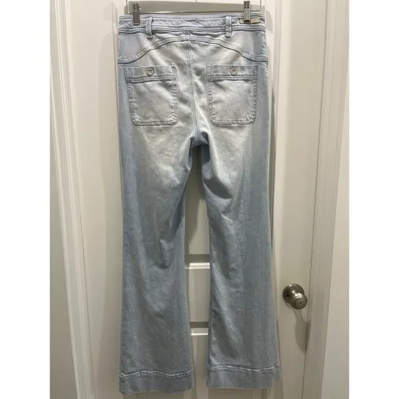Pilcro By Anthropologie High Rise Trouser Bootcut Denim Jeans Light Blue Wash 28