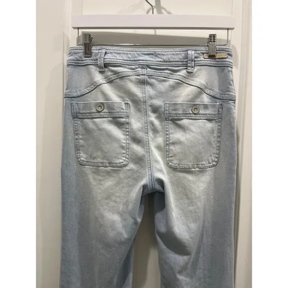 Pilcro By Anthropologie High Rise Trouser Bootcut Denim Jeans Light Blue Wash 28