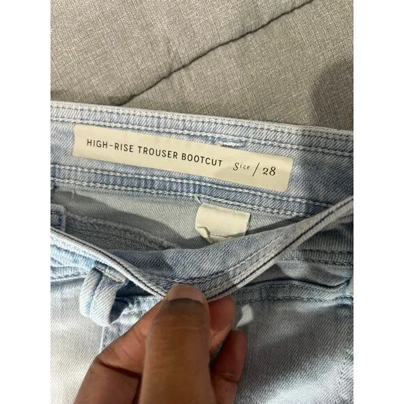 Pilcro By Anthropologie High Rise Trouser Bootcut Denim Jeans Light Blue Wash 28