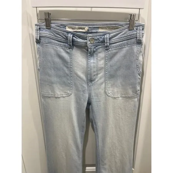 Pilcro By Anthropologie High Rise Trouser Bootcut Denim Jeans Light Blue Wash 28