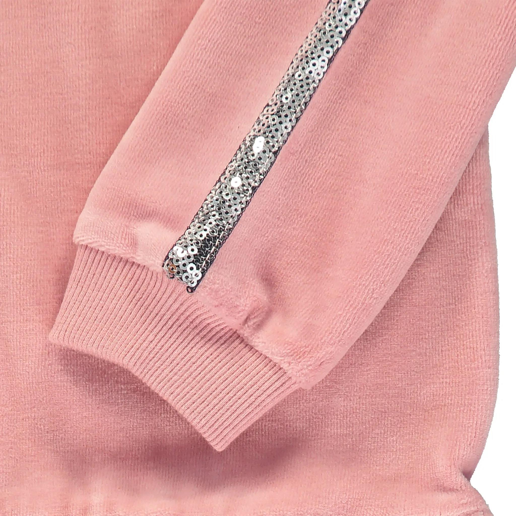 Pink Cotton Velour Tracksuit Set