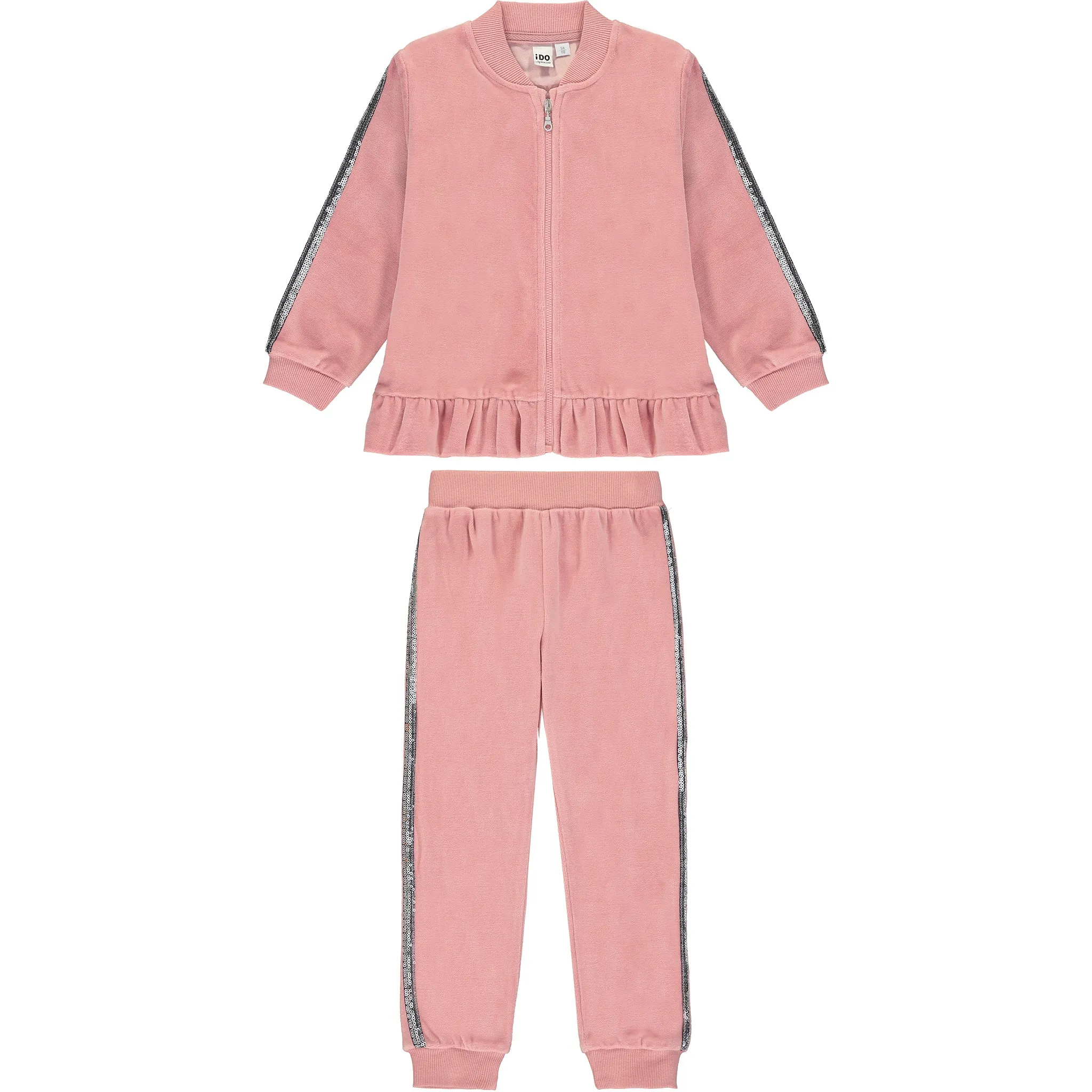Pink Cotton Velour Tracksuit Set