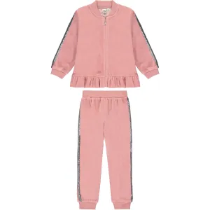 Pink Cotton Velour Tracksuit Set