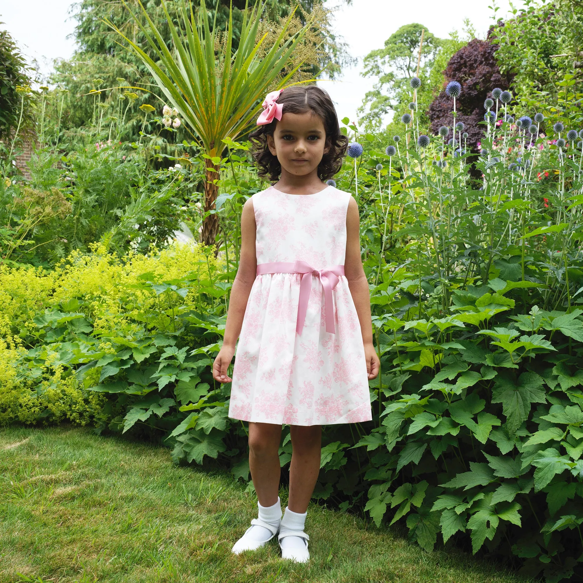 Pink Floral Toile Dress