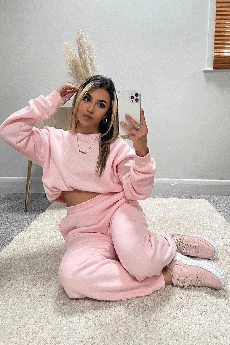 Pink 'Lazy Girls Club' Slogan Sweatshirt - Leila
