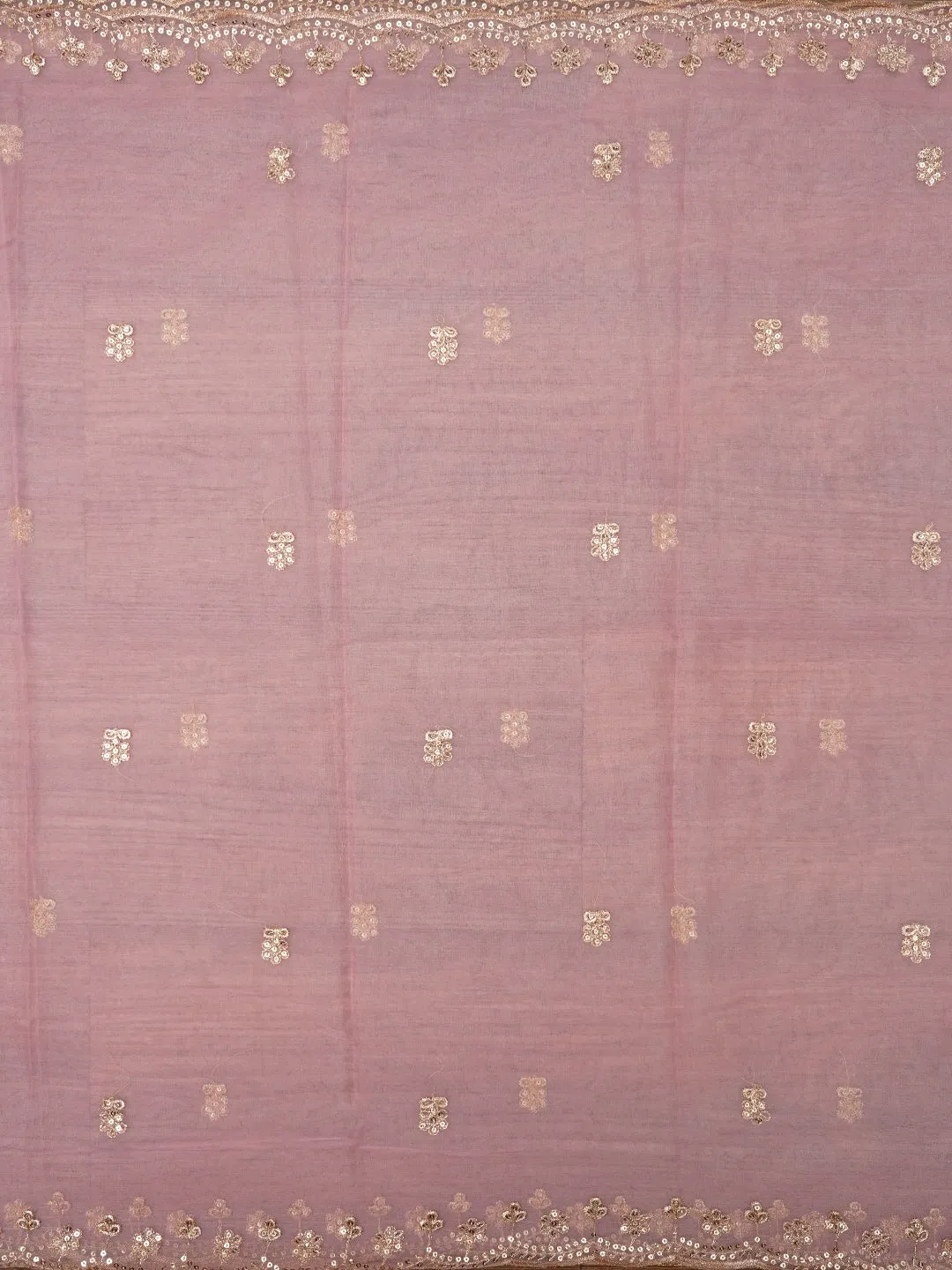 Pink Sequin Embroidered Organza Dress Material with Dupatta