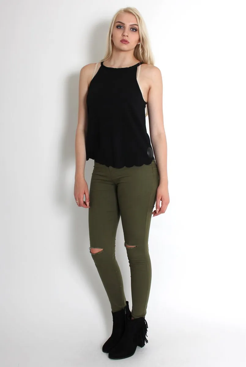 Piper Black Scallop Cami