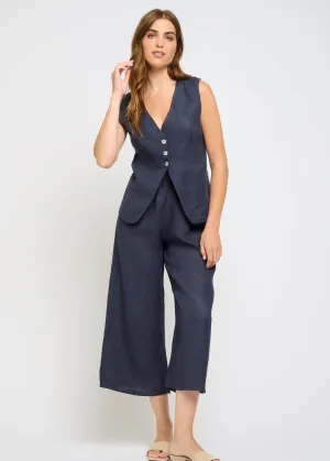 Pistache Cropped Linen Pant