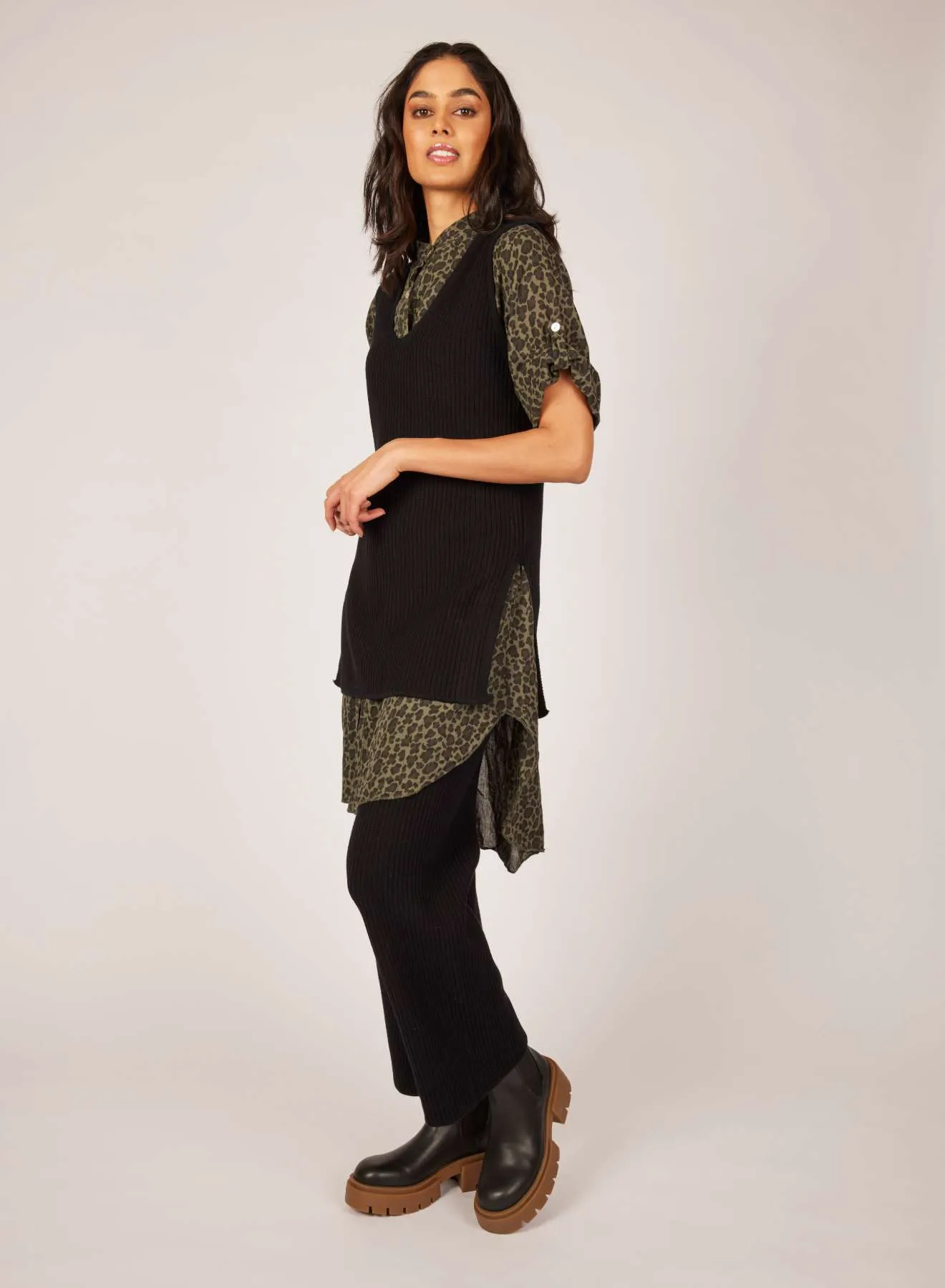 Pistache Ribbed Fine Knit Ankle Pant