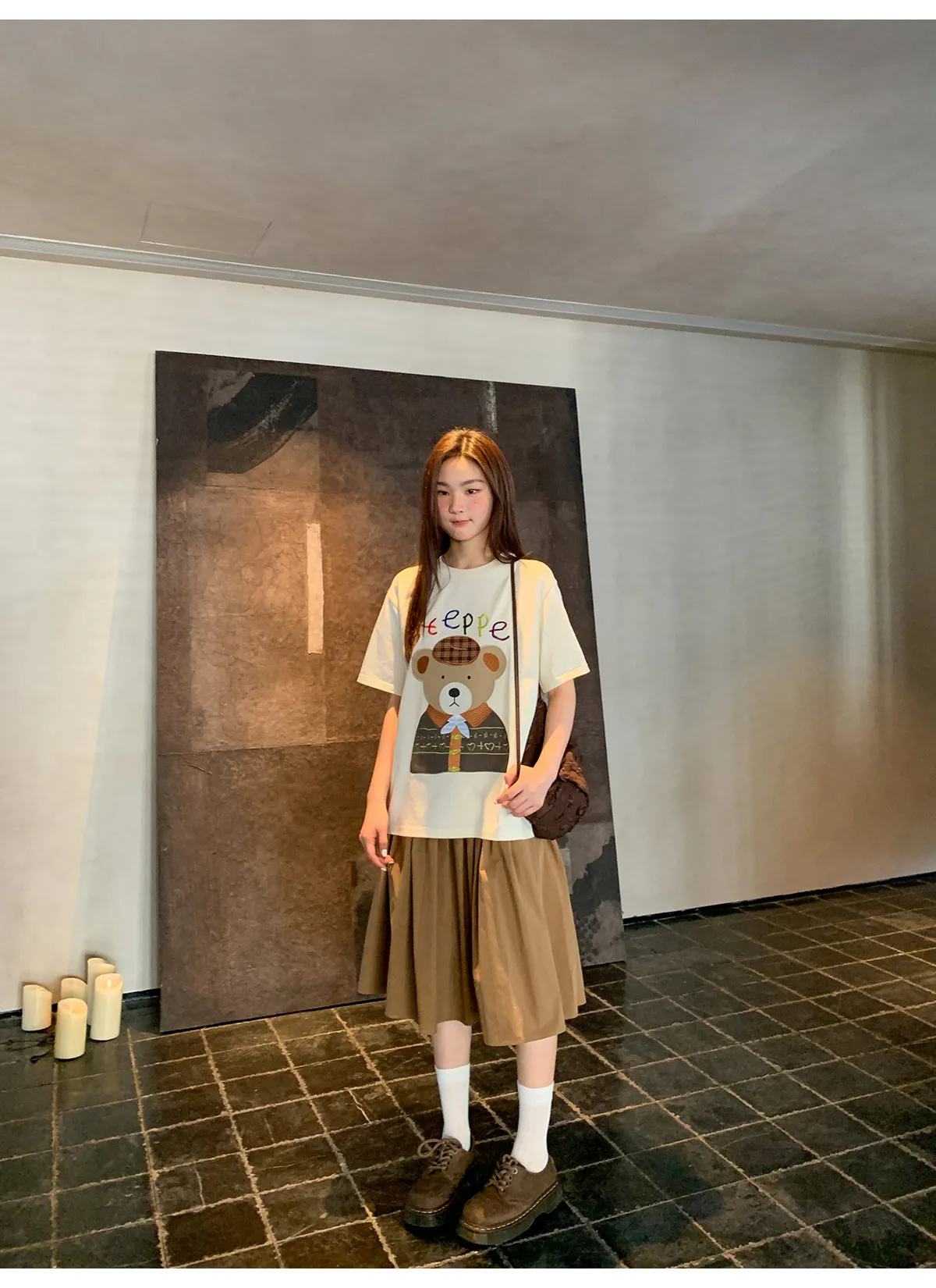 Pleated A-line skirt