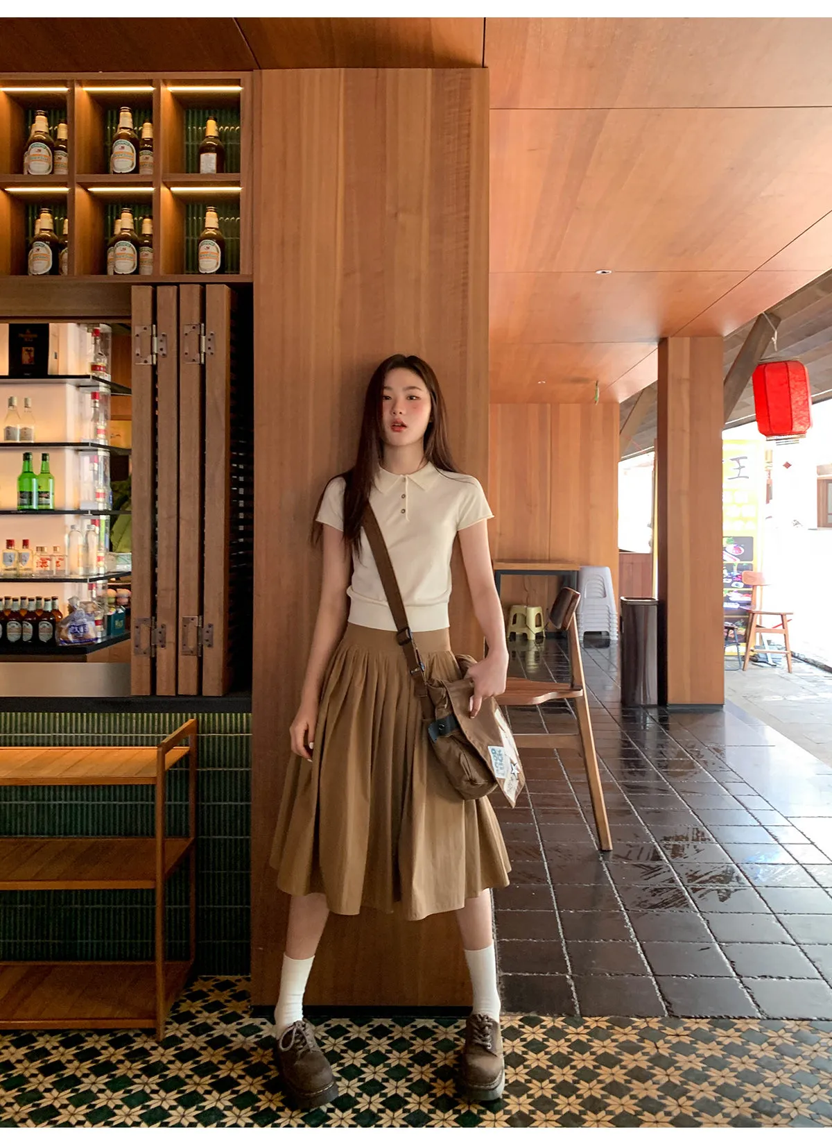 Pleated A-line skirt