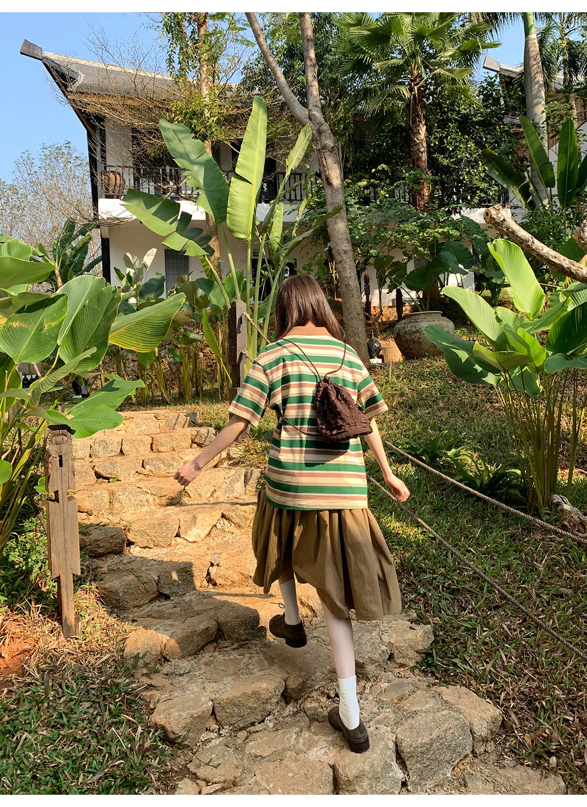 Pleated A-line skirt