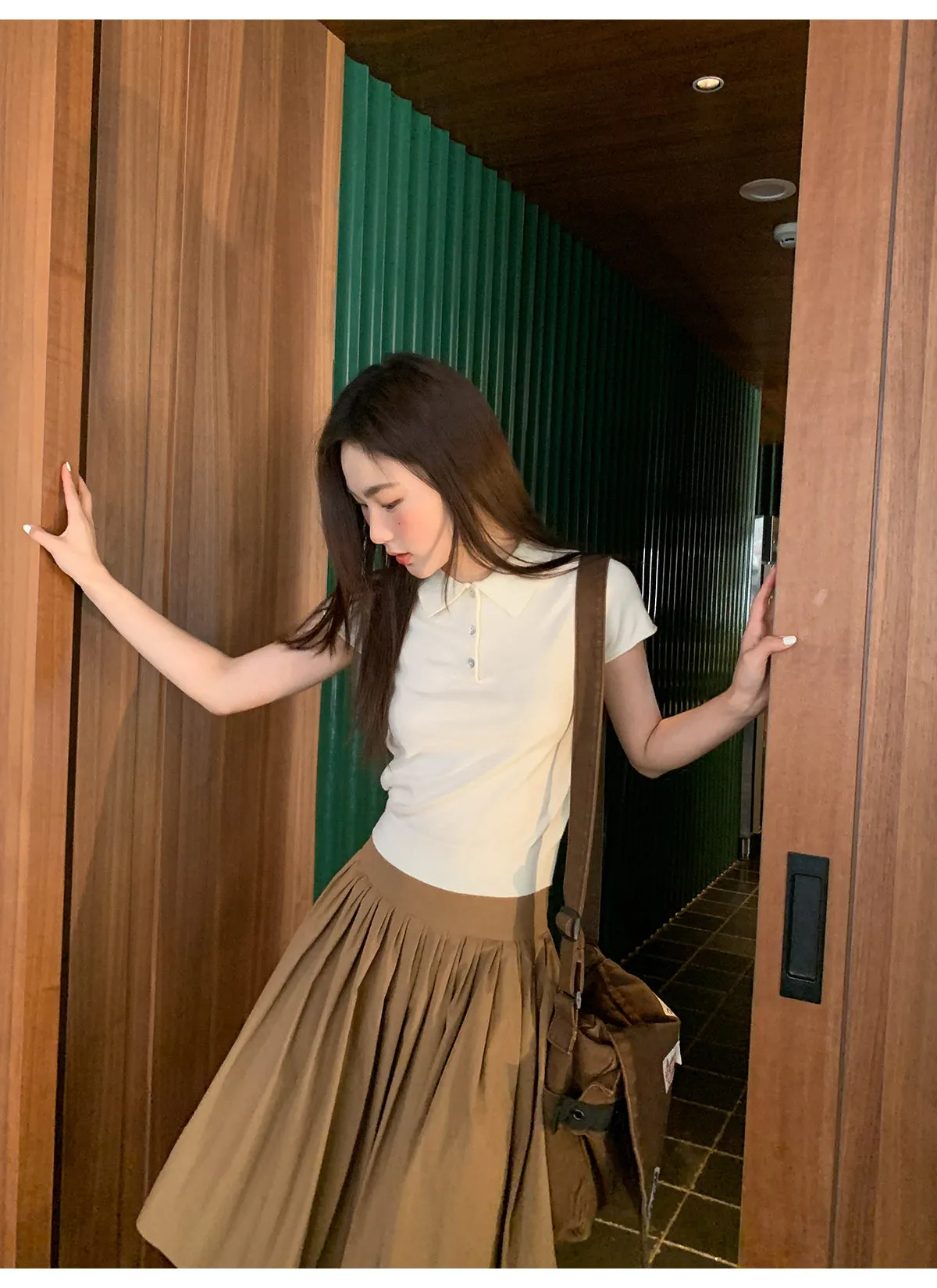 Pleated A-line skirt