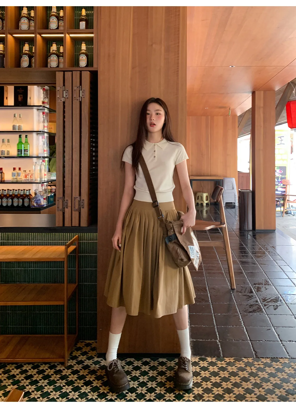 Pleated A-line skirt