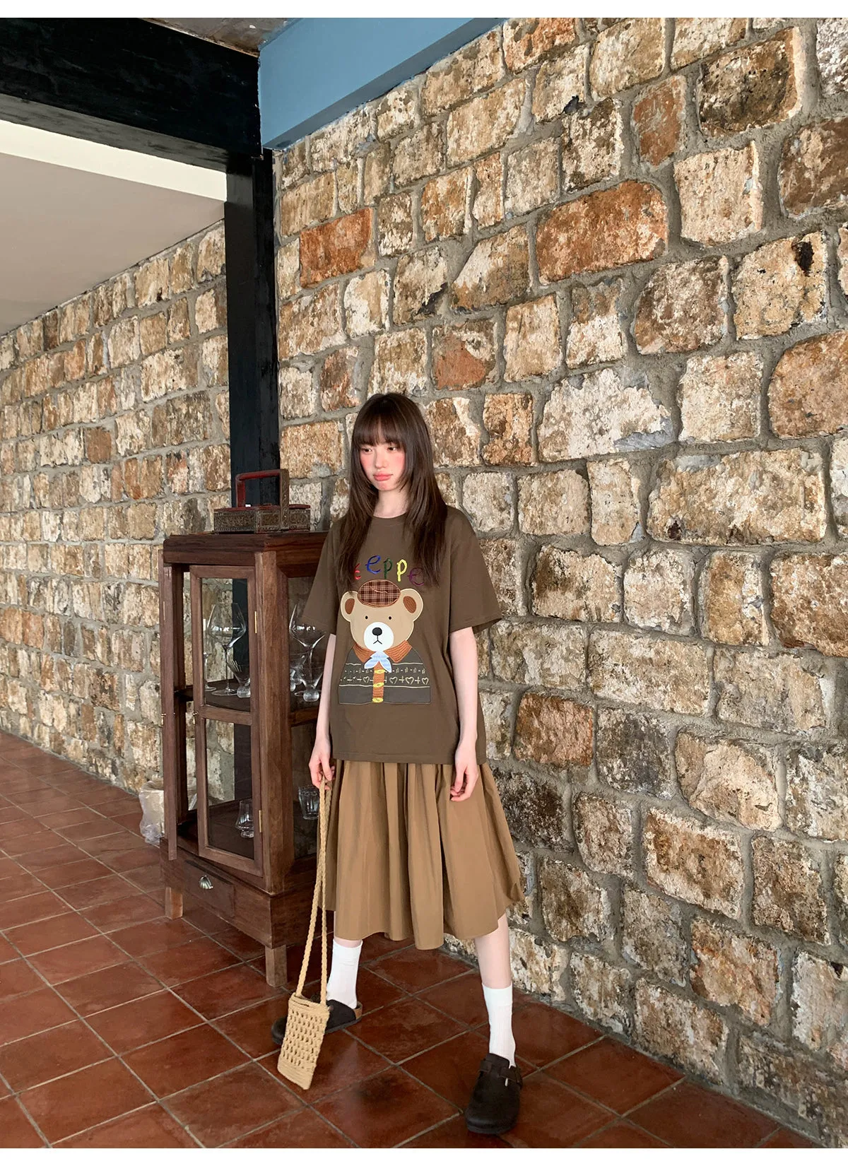 Pleated A-line skirt