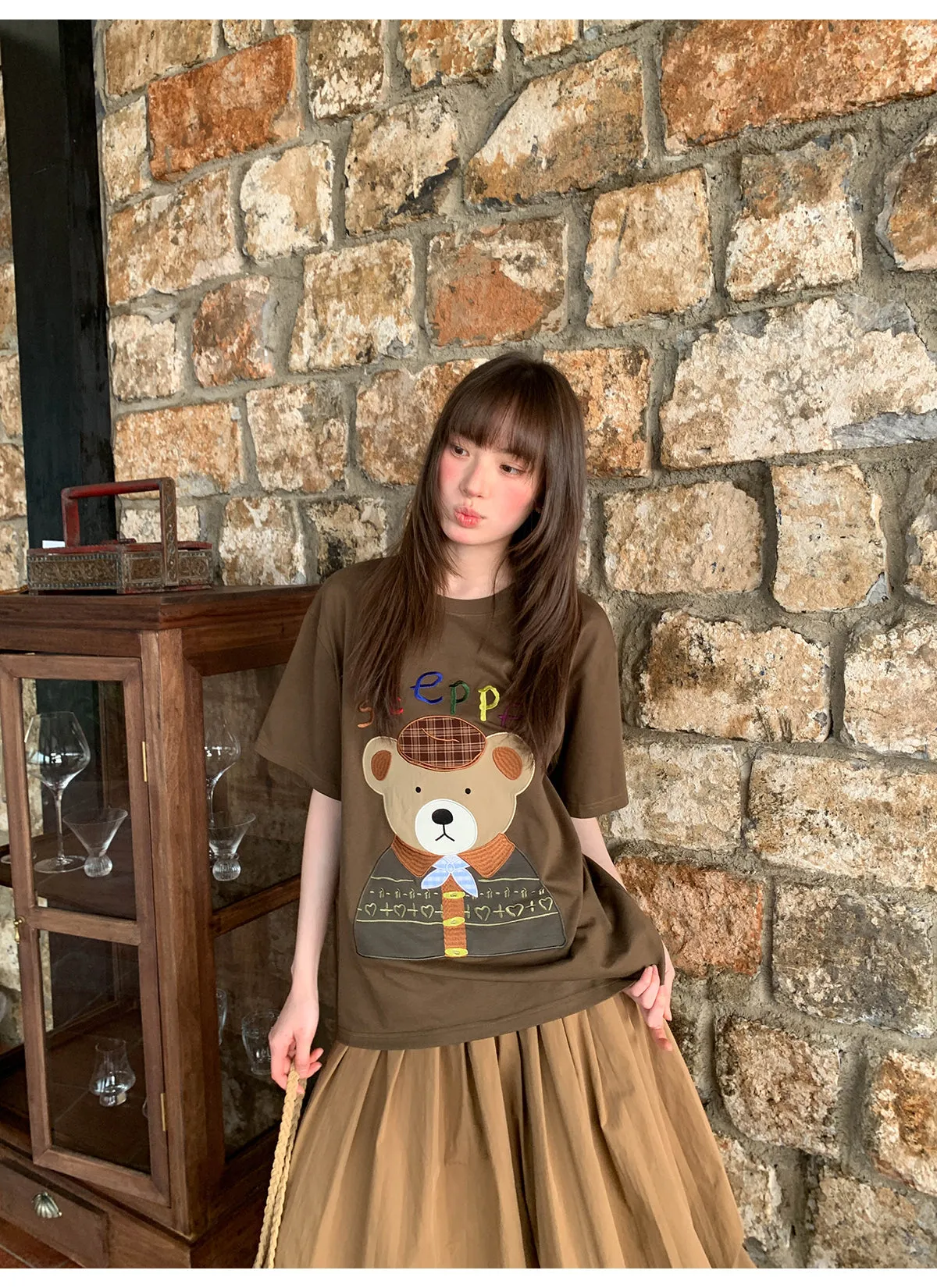 Pleated A-line skirt