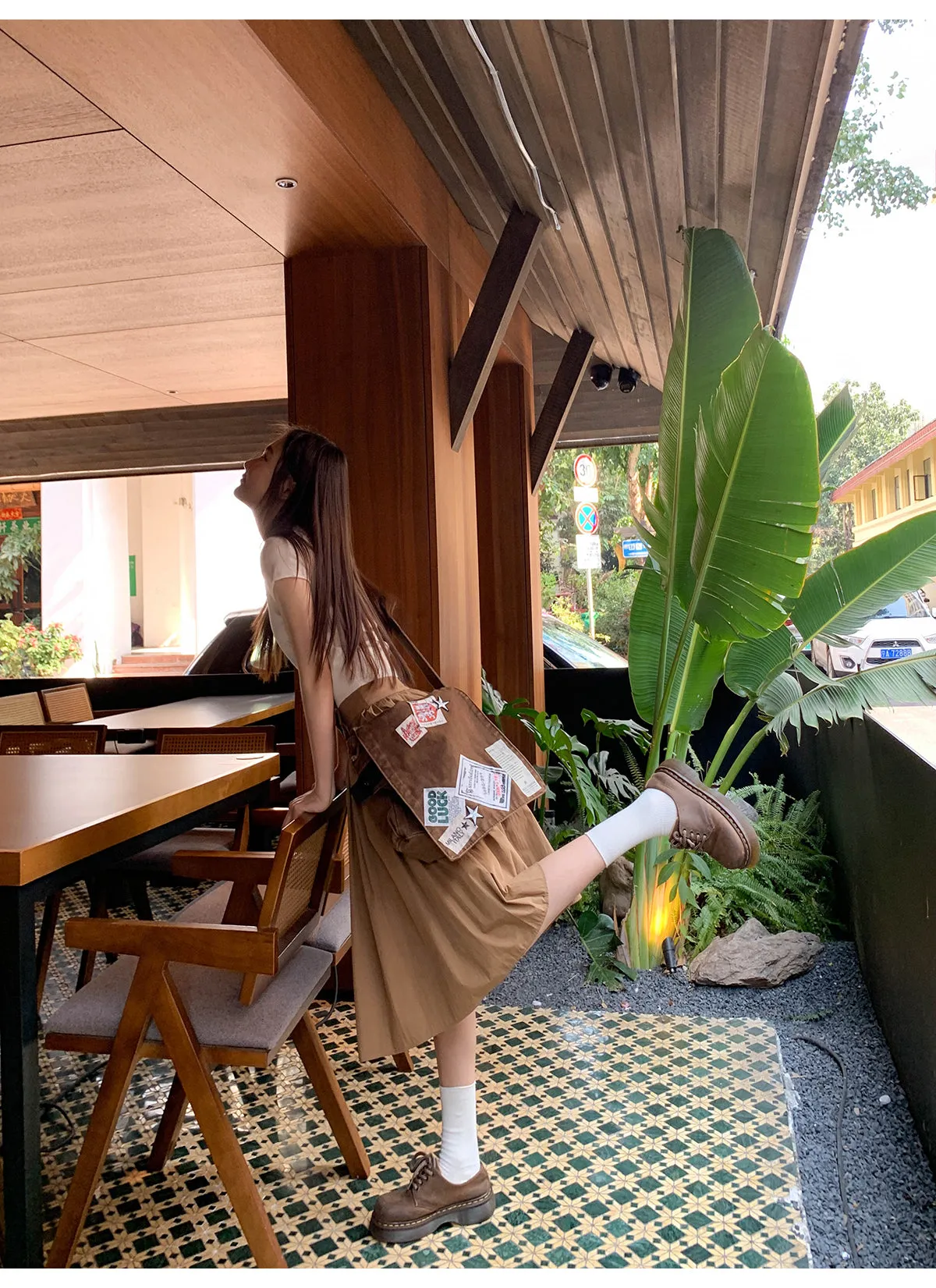 Pleated A-line skirt