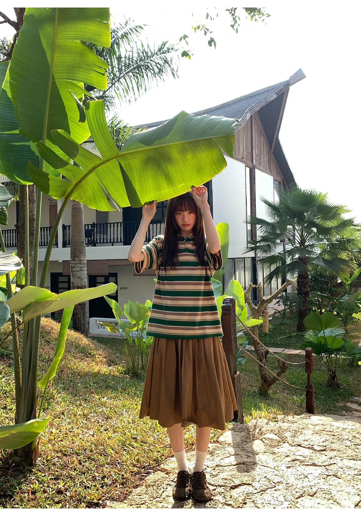 Pleated A-line skirt