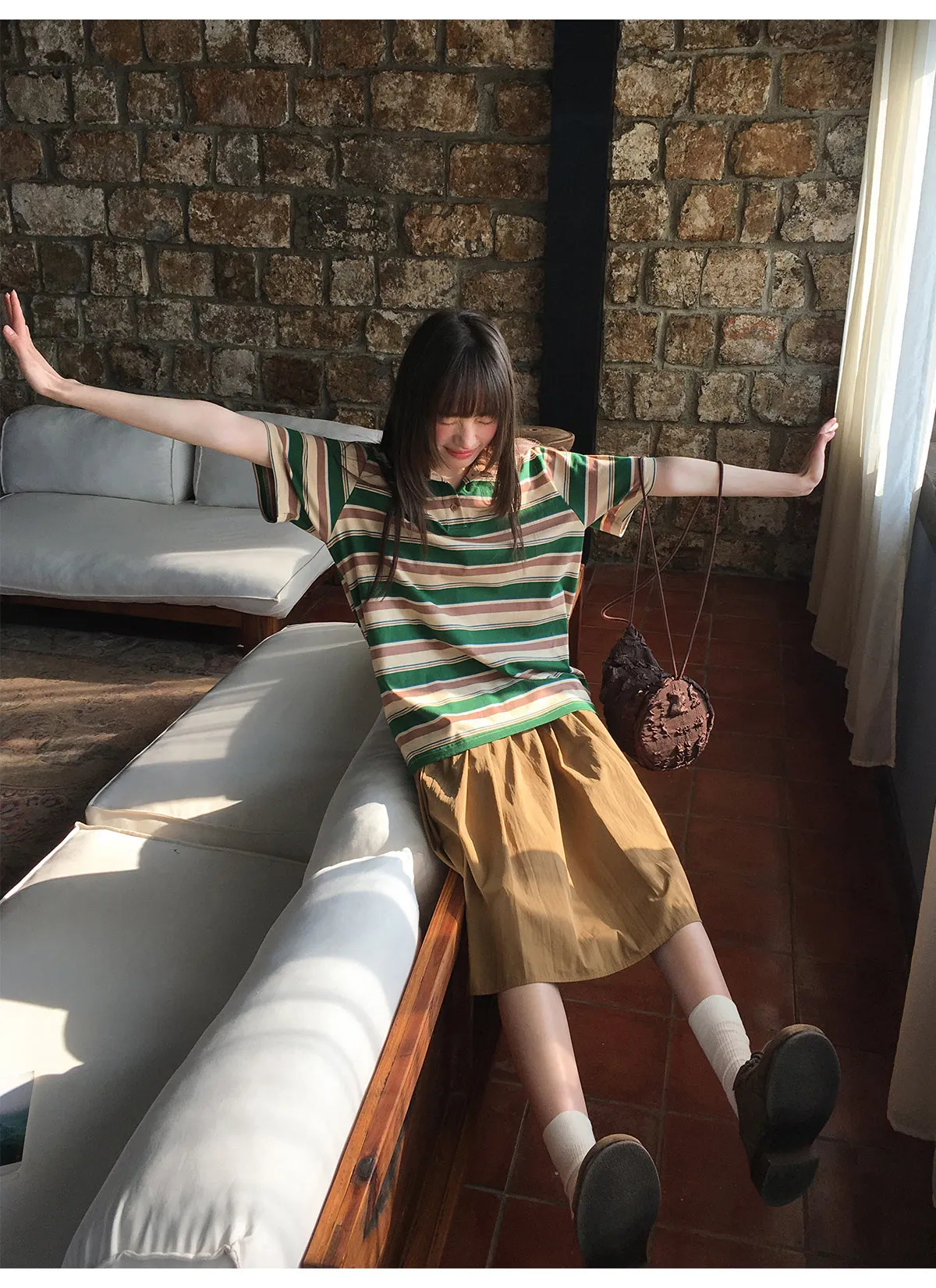 Pleated A-line skirt