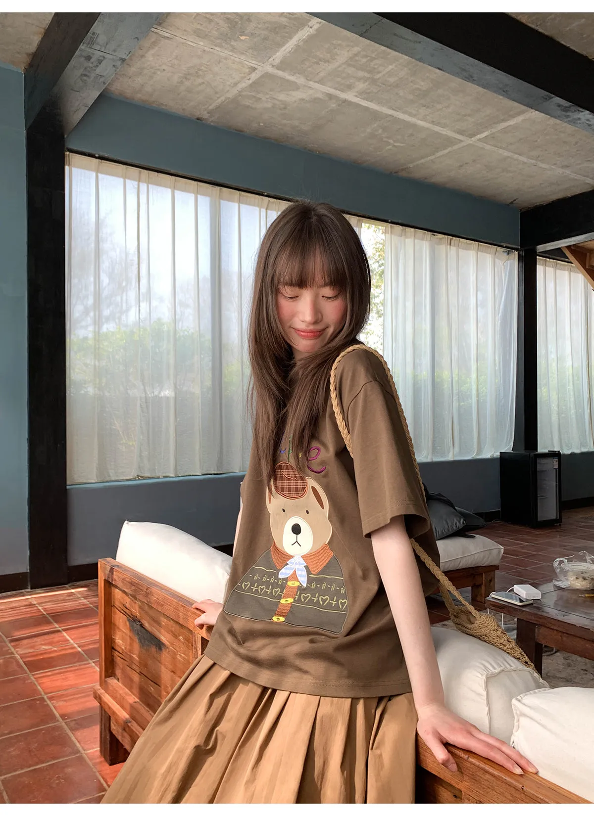 Pleated A-line skirt