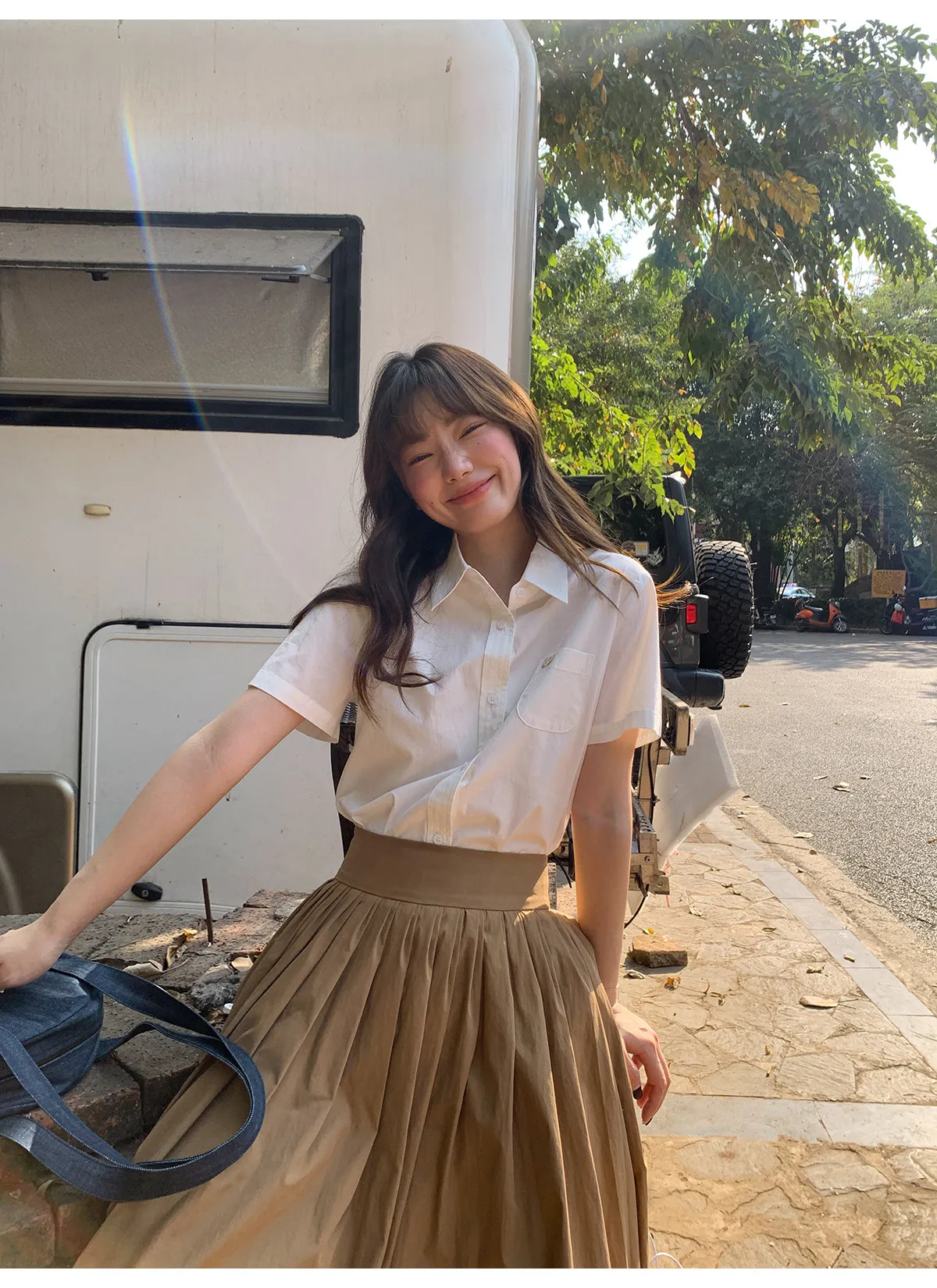 Pleated A-line skirt