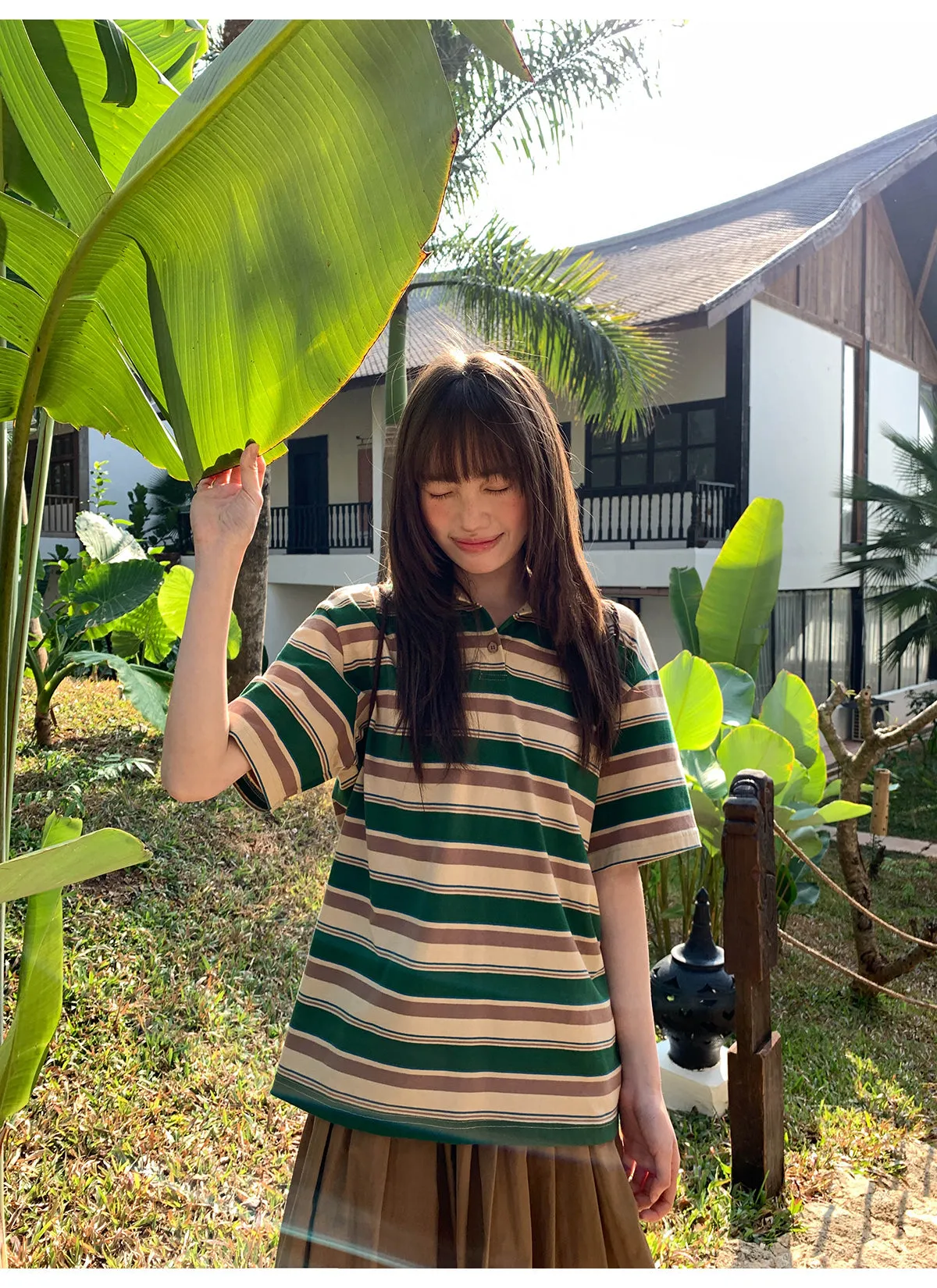Pleated A-line skirt
