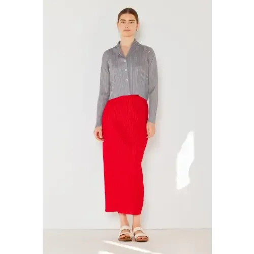 Pleated Midi Pencil Skirt
