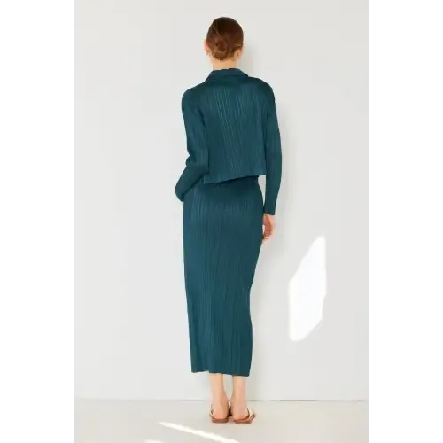 Pleated Midi Pencil Skirt
